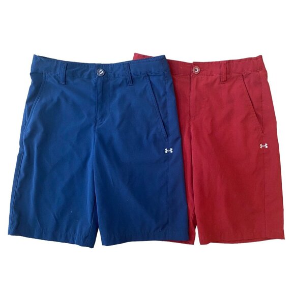 Under Armour Match Play Blue Shorts Golf Casual Youth Medium Lot of Two - Picture 1 of 9
